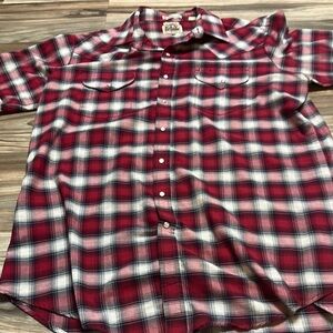 Ely Cattleman Western Shirt Mens Extra Large Tall Plaid Cowboy Pearl Snap